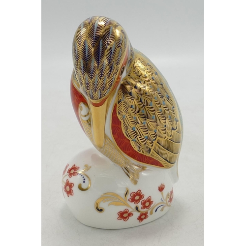 197 - Royal Crown Debry Kingfisher Paperweight, gold Stopper