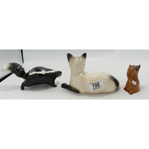 198 - Beswick Siamese Cat 1559, Skunk & Yorkshier Terrier (3)