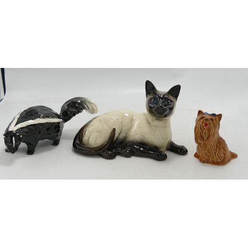 198 - Beswick Siamese Cat 1559, Skunk & Yorkshier Terrier (3)