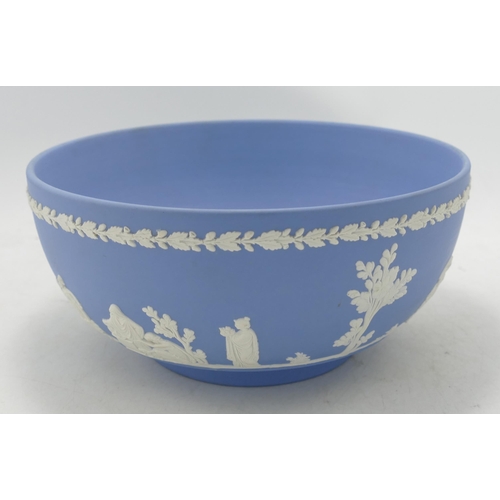 394 - Wedgwood Blue Jasperware Footed Bowl, Diameter 20cm