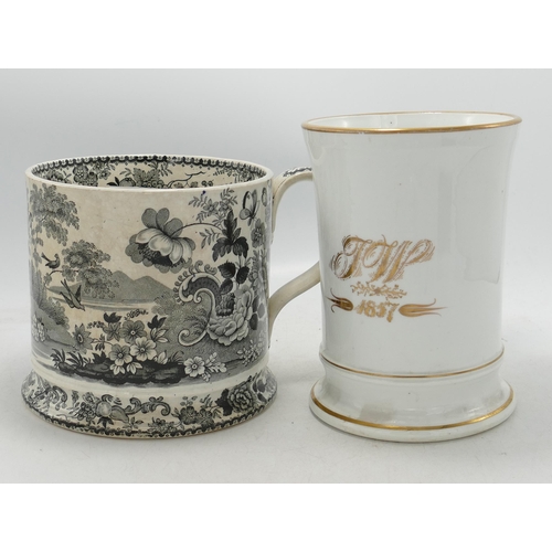 395 - Two 19th Century Large Mugs / Tankard, height of tallest 16cm(2)