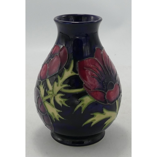 241 - Boxed Moorcroft Anemone Patterned Vase, height 14.5cm