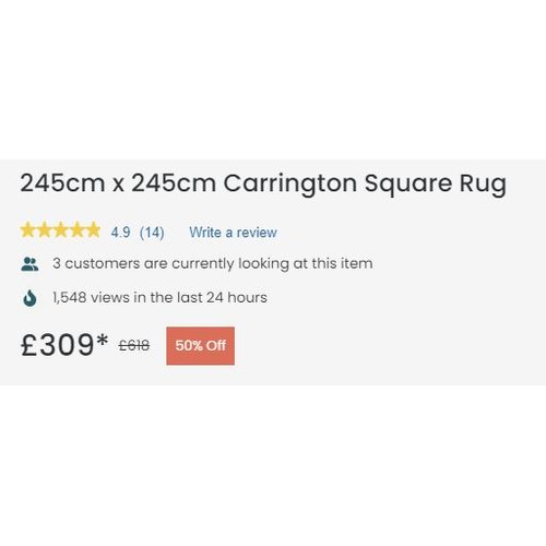 714 - A brand new 'Unique Loom' branded rug: 245cm x 245cm Carrington Square Rug