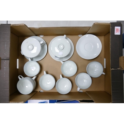 2 - Royal Copenhagen blue line tea ware : to include 8 cups & saucers and two jugs with lids and saucer ... 