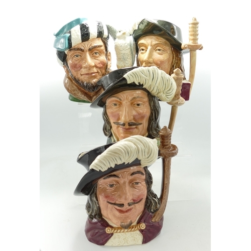 6 - Royal Doulton Large Character Jugs to include The Falconeer D653, Athos, D6542, Aramis D6441 & Porth... 