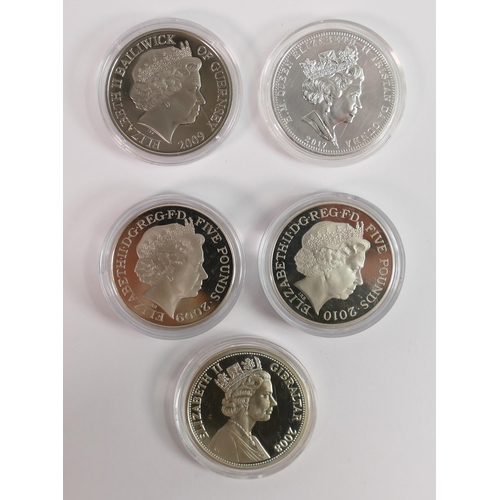 632 - Five Westminster proof Five pound coins comprising 
 - Westminster Magna Carta - silver with certifi... 