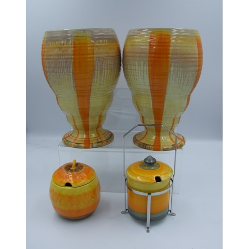 263 - A collection of Shelley Items to include  Pair of Orange Grey Harmony Drip Ware Vases (24cm), Harmon... 