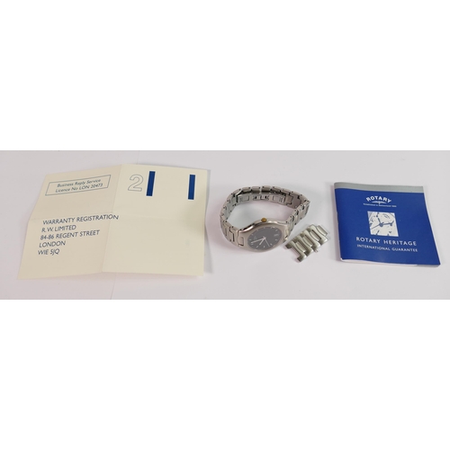 636 - Rotary gentleman's steel wristwatch and bracelet: quartz date, boxed with paperwork and spare links.