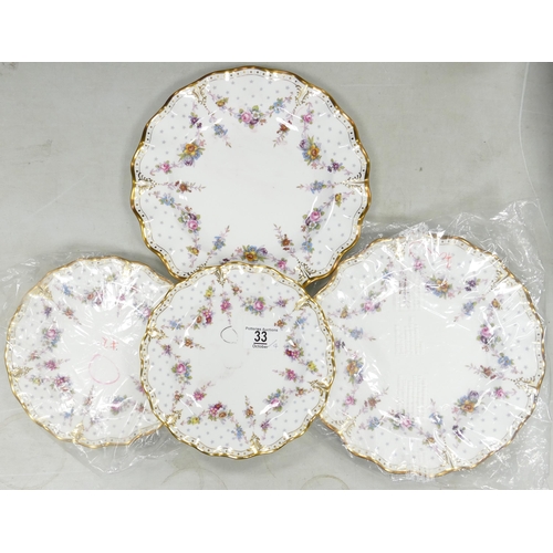 33 - Royal Crown Derby Antoinette patterned Plates, largest 27cm(4)