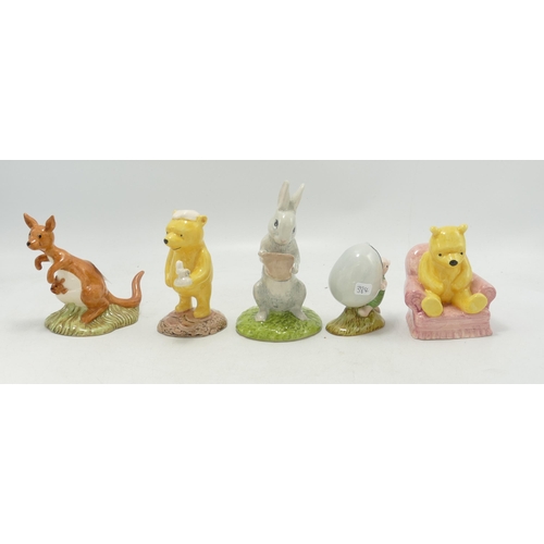 384 - Royal Doulton Winnie The Pooh Figures Kanga, and Roo, Piglet & the Balloon, Pooh lights the Candle, ... 