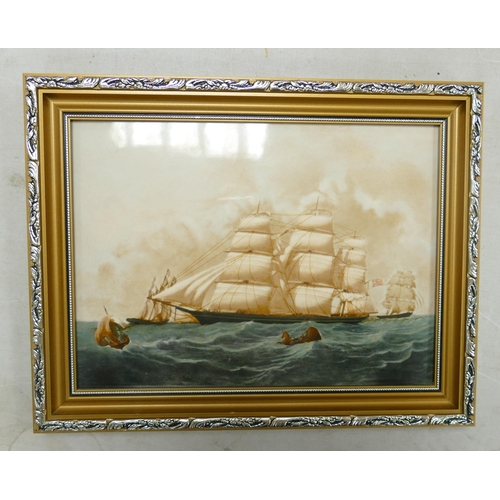 441 - Framed Wedgwood Clipper Ship Plaque Hurricane, frame size 23 x 30cm