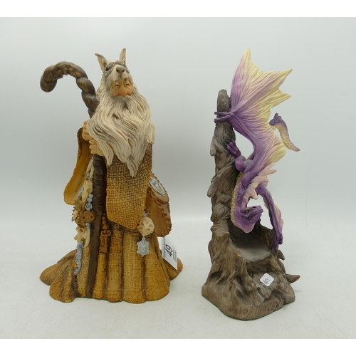 49 - Enchantica Boxed Resin Figures Sooth Sayer & Dragon, largest 23cm(2)