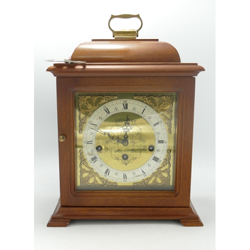 606 - Mahogany Cased Stewart Mantle Clock, height 33cm