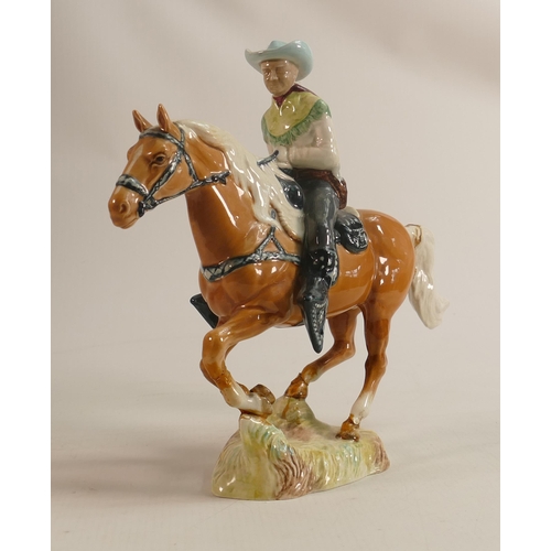 622 - Beswick cowboy on galloping palomino horse 1377, (broke off base and re-stuck, chip to hat and tail ... 