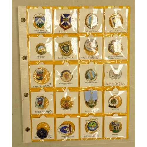 671 - English Bowling club enamel badges x 20 on one page.  This is one lot of 15 similar lots offered by ... 