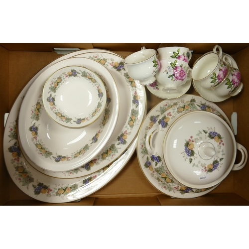 1019 - A collection f Royal Doulton Tavenna patterned dinnerware together with Crown Staffordshire floral p... 