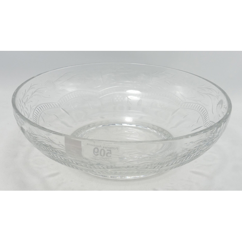 509 - Royal Doulton Achieves Lead Crystal Glass Fruit Bowl, diameter 30.5cm