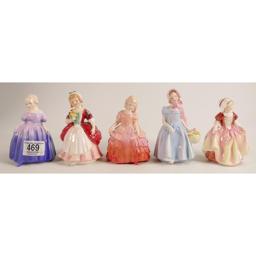 469 - Royal Doulton Lady Figures Rose Hn1368, Dinky Do Hn2708, Marie Hn1370, Valerie Hn2107 & Wendy Hn2109... 