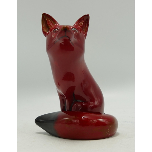 182 - Royal Doulton Flambe Seated Fox, height 11cm