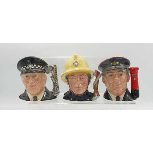 289 - Royal Doulton small jugs from the Journey through Britain series to include , Fireman D6839, Postman... 