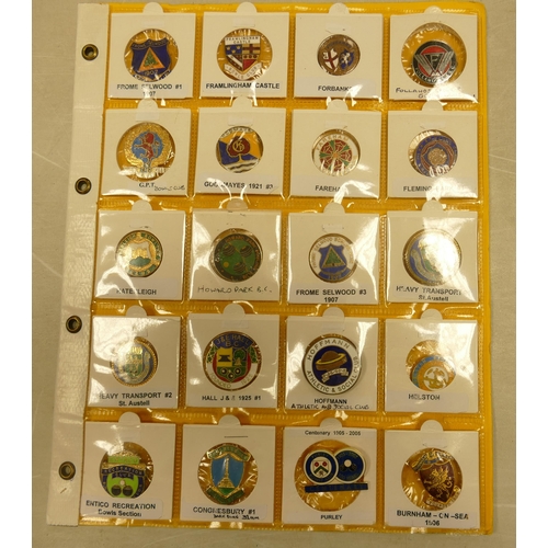 389 - English Bowling club enamel badges x 20 on one page.  This is one lot of 15 similar lots offered by ... 