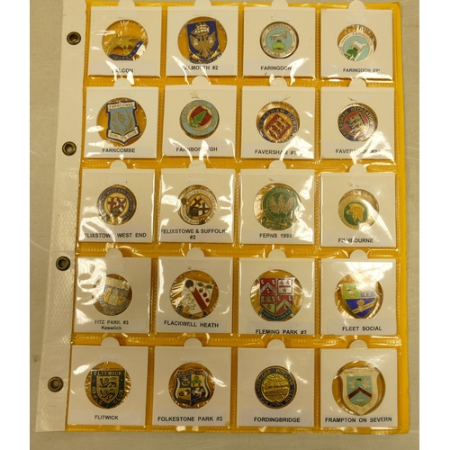 392 - English Bowling club enamel badges x 20 on one page.  This is one lot of 15 similar lots offered by ... 