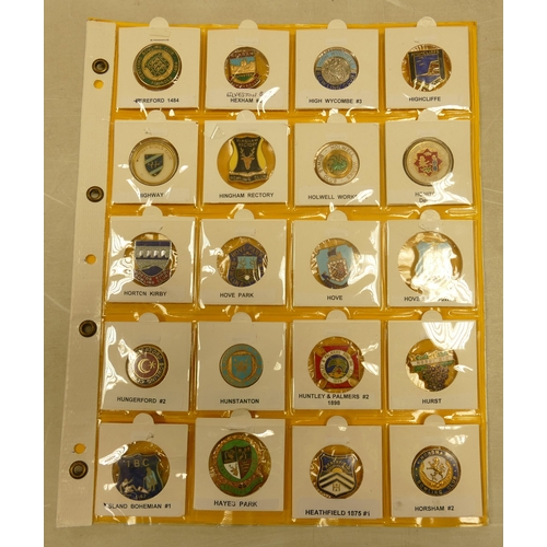 393 - English Bowling club enamel badges x 20 on one page.  This is one lot of 15 similar lots offered by ... 