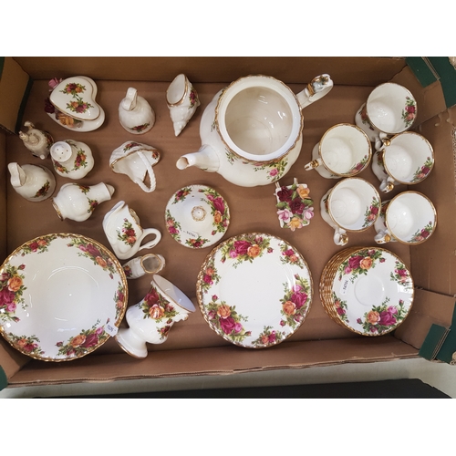 128 - Royal Albert Old Country Roses Pattern to Include Medium Sized teapot, coffee cups and saucers (wear... 