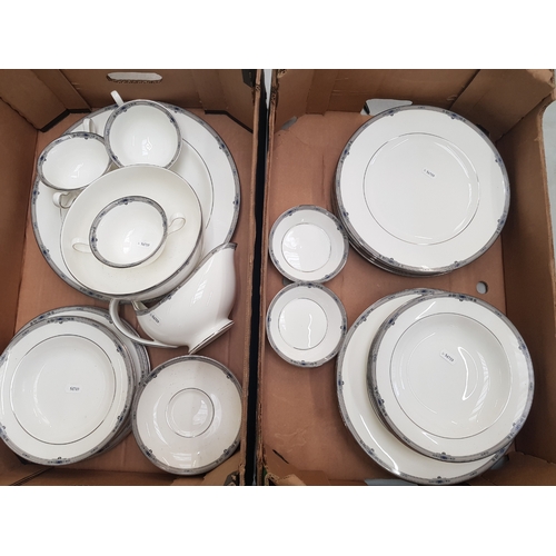 136 - Wedgwood Amherst pattern Dinnerware Items to include 12 dinner plates, 1 large serving plate, 6 rimm... 