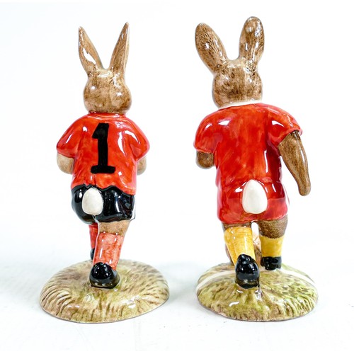 2 - Royal Doulton pair of Bunnykins figures -Goalkeeper DB118 and Soccer Player DB119 limited edition. (... 