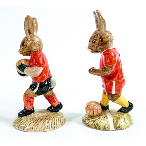 2 - Royal Doulton pair of Bunnykins figures -Goalkeeper DB118 and Soccer Player DB119 limited edition. (... 