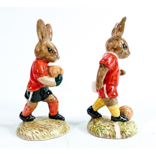 2 - Royal Doulton pair of Bunnykins figures -Goalkeeper DB118 and Soccer Player DB119 limited edition. (... 