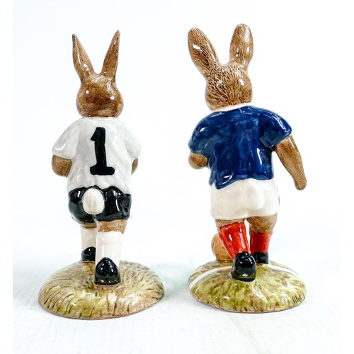 5 - Royal Doulton Bunnykins pair of footballer figures - Goalkeeper DB122 and Soccer Player DB123, limit... 