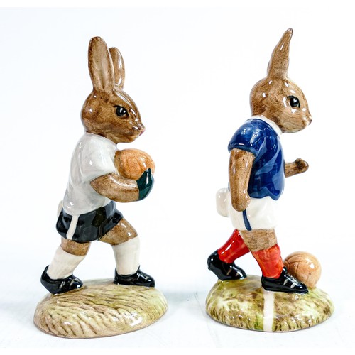 5 - Royal Doulton Bunnykins pair of footballer figures - Goalkeeper DB122 and Soccer Player DB123, limit... 