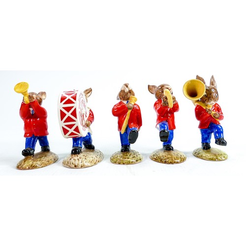 9 - Royal Doulton Bunnykins figures from the Oompah Band - in a red colourway - 50th anniversary set com... 