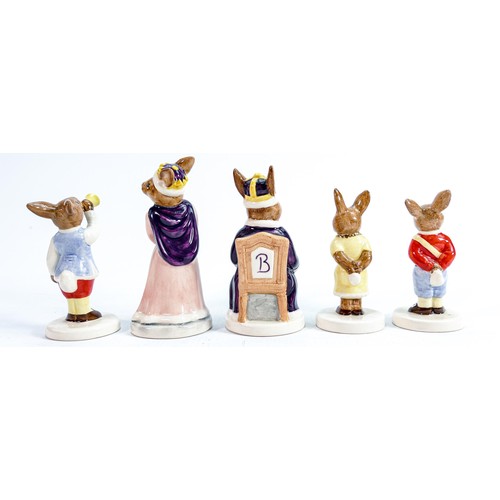 19 - Royal Doulton rare set of Bunnykins figures The Royal Family. Comprising King John DB91, Queen Sophi... 