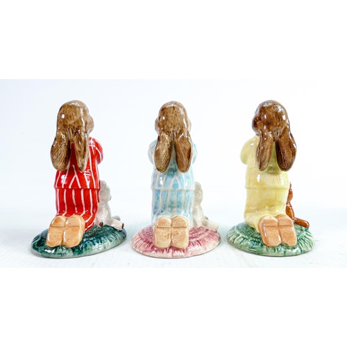 20 - 3 Royal Doulton Bunnykins figures Bedtime - DB79 special colourway,  DB63 USA special colourway and ... 