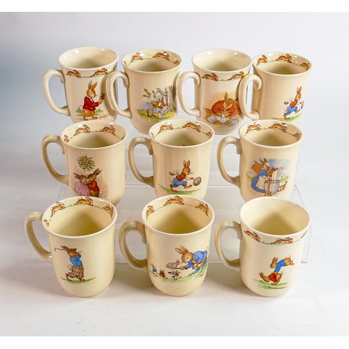 41 - Ten Royal Doulton Bunnykins Barbara Vernon signed mugs. (10)