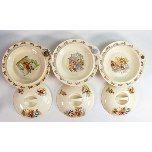 45 - Three Royal Doulton Bunnykins babywarmer sets, each diameter 20cm. (3)