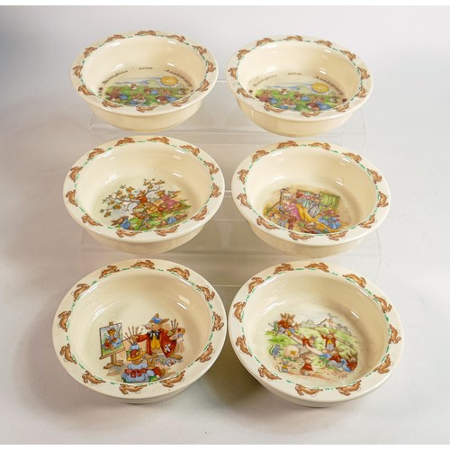 61 - Royal Doulton Bunnykins small round baby plates, each 16cm. (6)