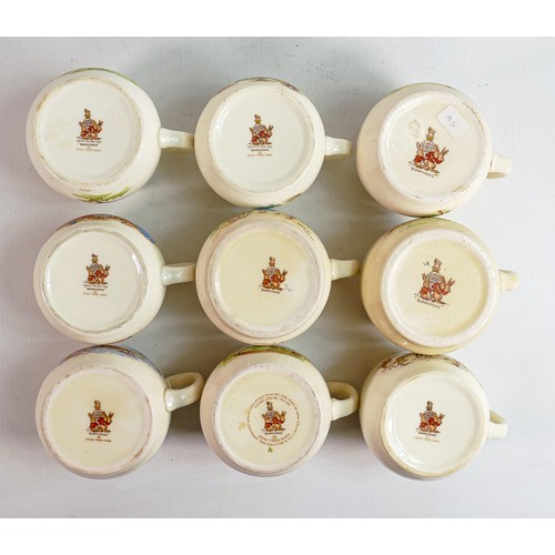 63 - Royal Doulton Bunnykins Don one handled mugs, 4 Barbara Vernon pieces noted. (9)