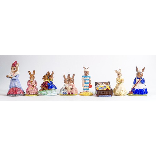 94 - Royal Doulton boxed Bunnykins figures to include - Story Time DB9, Sleigh Ride DB4, Sundial DB213, P... 