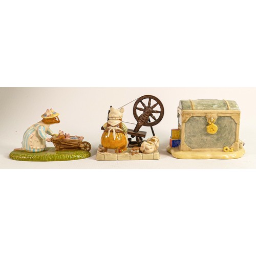 124 - Royal Doulton Brambly Hedge Tableaus Heading Home, Lily Weaver Spinning & Wilfred & the Toy Chest. (... 