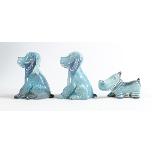 143 - Beswick blue gloss models of Lollipop dogs 464 & small hippopotamus 697. (3)