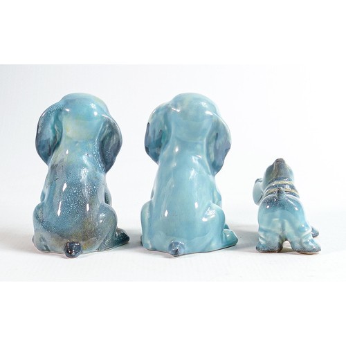 143 - Beswick blue gloss models of Lollipop dogs 464 & small hippopotamus 697. (3)