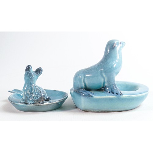 145 - Beswick blue gloss model of sealion as ashtray 360 & Scottie ashtray 88. (2)