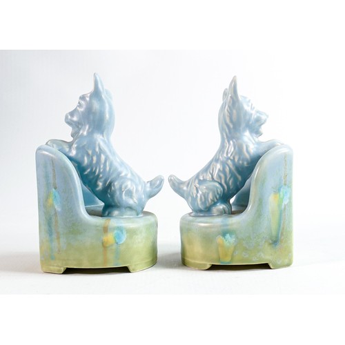 150 - Beswick matt blue dog standing in armchair bookends 87. (2)