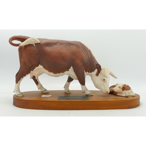 153 - Beswick Connoisseur model of Hereford cow and calf A2667.