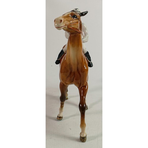 188 - Beswick Jockey on Walking Horse 1037, jockey in white & light blue colourway, with Spade detail, on ... 