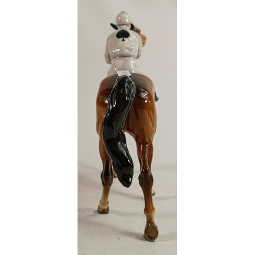 188 - Beswick Jockey on Walking Horse 1037, jockey in white & light blue colourway, with Spade detail, on ... 